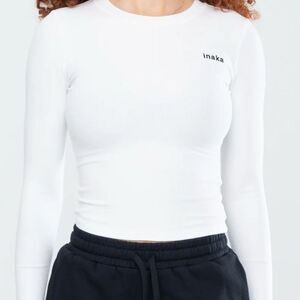 Inaka Basic Ribbed LS White Small  NWT IN PACKAGE